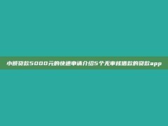 小额贷款5000元的快速申请介绍5个无审核借款的贷款app