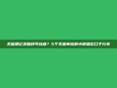 无信用记录照样可以借？5个无需审核的小额借款口子分享