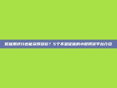 低信用评分也能获得贷款？5个不查征信的小额网贷平台介绍