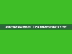 负债过高也能获得贷款？5个免条件的小额借贷口子介绍