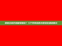 负债过高仍然能够借款？5个零审核的小额贷款通道展示