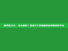 债务压力大，怎么借款？总结5个灵活借贷选择的贷款平台