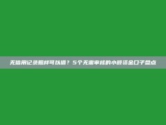 无信用记录照样可以借？5个无需审核的小额资金口子盘点