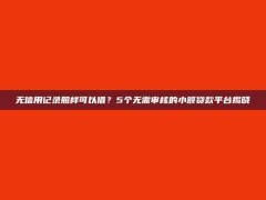 无信用记录照样可以借？5个无需审核的小额贷款平台揭晓