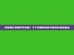 无信用记录照样可以借？5个无需审核的小额贷款通道盘点