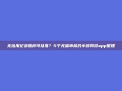 无信用记录照样可以借？5个无需审核的小额网贷app整理