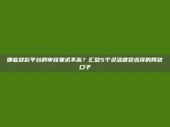 哪些贷款平台的审核要求不高？汇总5个灵活借贷选择的网贷口子