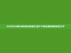 5000元的小额贷款渠道汇总5个轻松借贷的贷款口子