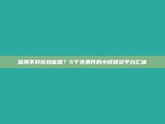 信用不好依然能借？5个免条件的小额借贷平台汇编