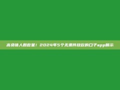 高负债人群救星！2024年5个无条件放款的口子app展示