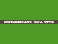 近期低门槛借款的贷款通道展示：快速申请，无条件放款