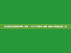 无信用记录照样可以借？5个无需审核的小额贷款通道汇总