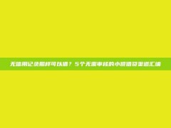 无信用记录照样可以借？5个无需审核的小额借贷渠道汇编