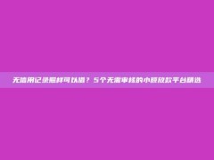 无信用记录照样可以借？5个无需审核的小额放款平台精选