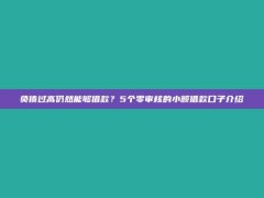 负债过高仍然能够借款？5个零审核的小额借款口子介绍