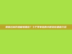 负债过高仍然能够借款？5个零审核的小额贷款通道介绍