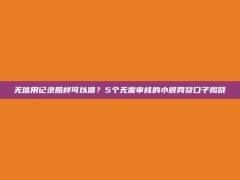 无信用记录照样可以借？5个无需审核的小额网贷口子揭晓