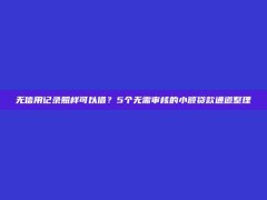 无信用记录照样可以借？5个无需审核的小额贷款通道整理