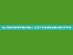 借款额度灵活的平台有哪些？汇编5个便捷资金支持的口子平台