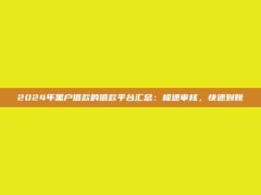 2024年黑户借款的借款平台汇总：极速审核，快速到账