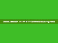 高负债人群救星！2024年5个无条件放款的口子app精选