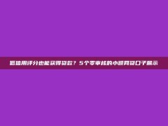 低信用评分也能获得贷款？5个零审核的小额网贷口子展示