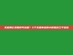 无信用记录照样可以借？5个无需审核的小额借款口子总结