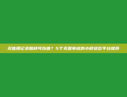 无信用记录照样可以借？5个无需审核的小额贷款平台推荐