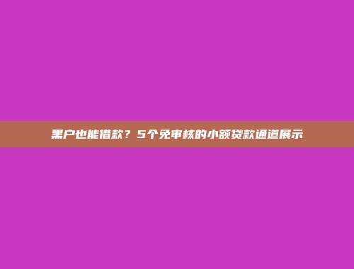 黑户也能借款？5个免审核的小额贷款通道展示