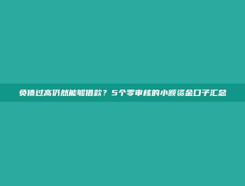 负债过高仍然能够借款？5个零审核的小额资金口子汇总