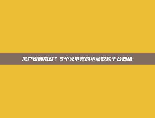 黑户也能借款？5个免审核的小额放款平台总结