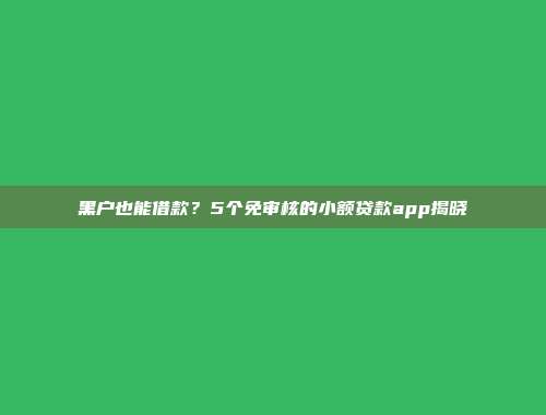 黑户也能借款？5个免审核的小额贷款app揭晓