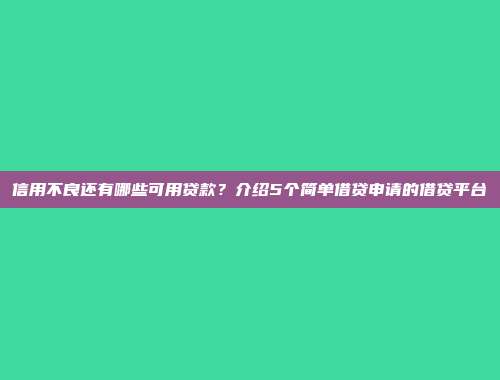 信用不良还有哪些可用贷款？介绍5个简单借贷申请的借贷平台