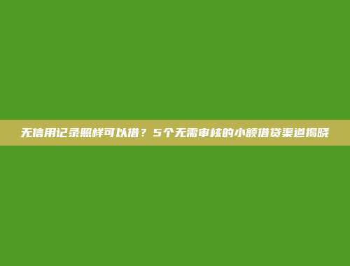 无信用记录照样可以借？5个无需审核的小额借贷渠道揭晓