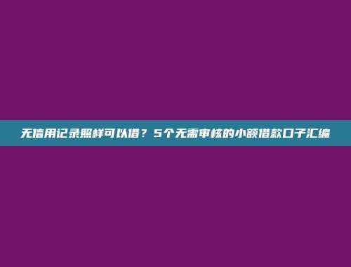 无信用记录照样可以借？5个无需审核的小额借款口子汇编