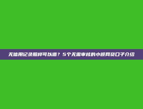 无信用记录照样可以借？5个无需审核的小额网贷口子介绍