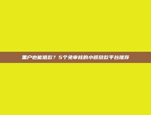 黑户也能借款？5个免审核的小额放款平台推荐