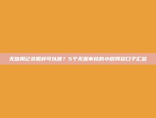 无信用记录照样可以借？5个无需审核的小额网贷口子汇总