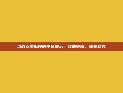 当前无需抵押的平台展示：立即审核，便捷到账