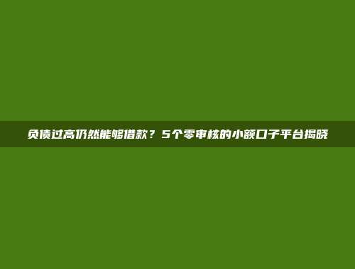 负债过高仍然能够借款？5个零审核的小额口子平台揭晓