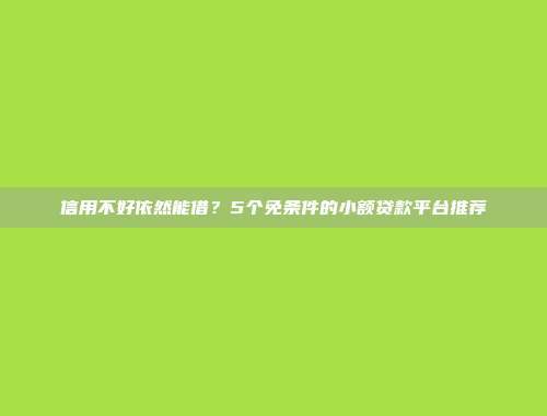 信用不好依然能借？5个免条件的小额贷款平台推荐