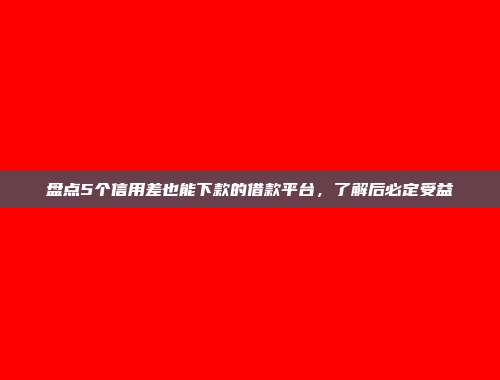 盘点5个信用差也能下款的借款平台，了解后必定受益