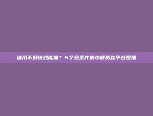 信用不好依然能借？5个免条件的小额贷款平台整理