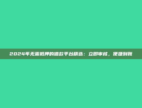 2024年无需抵押的借款平台精选：立即审核，便捷到账