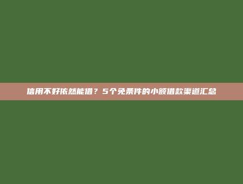 信用不好依然能借？5个免条件的小额借款渠道汇总