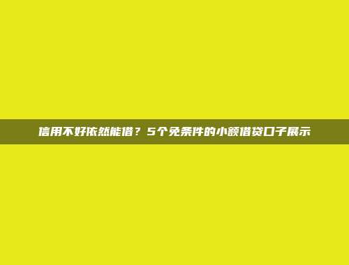 信用不好依然能借？5个免条件的小额借贷口子展示