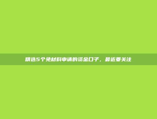 精选5个免材料申请的资金口子，最近要关注