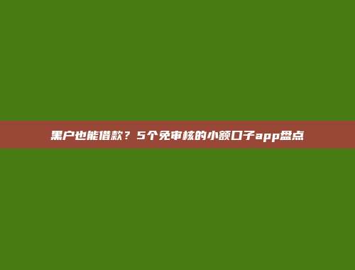 黑户也能借款？5个免审核的小额口子app盘点