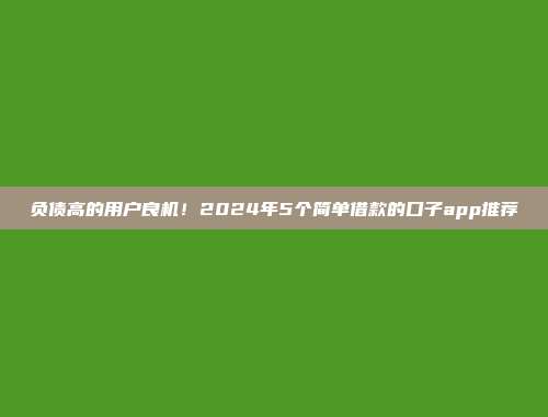 负债高的用户良机！2024年5个简单借款的口子app推荐