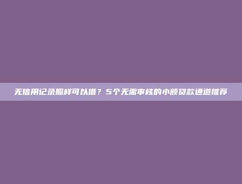 无信用记录照样可以借？5个无需审核的小额贷款通道推荐